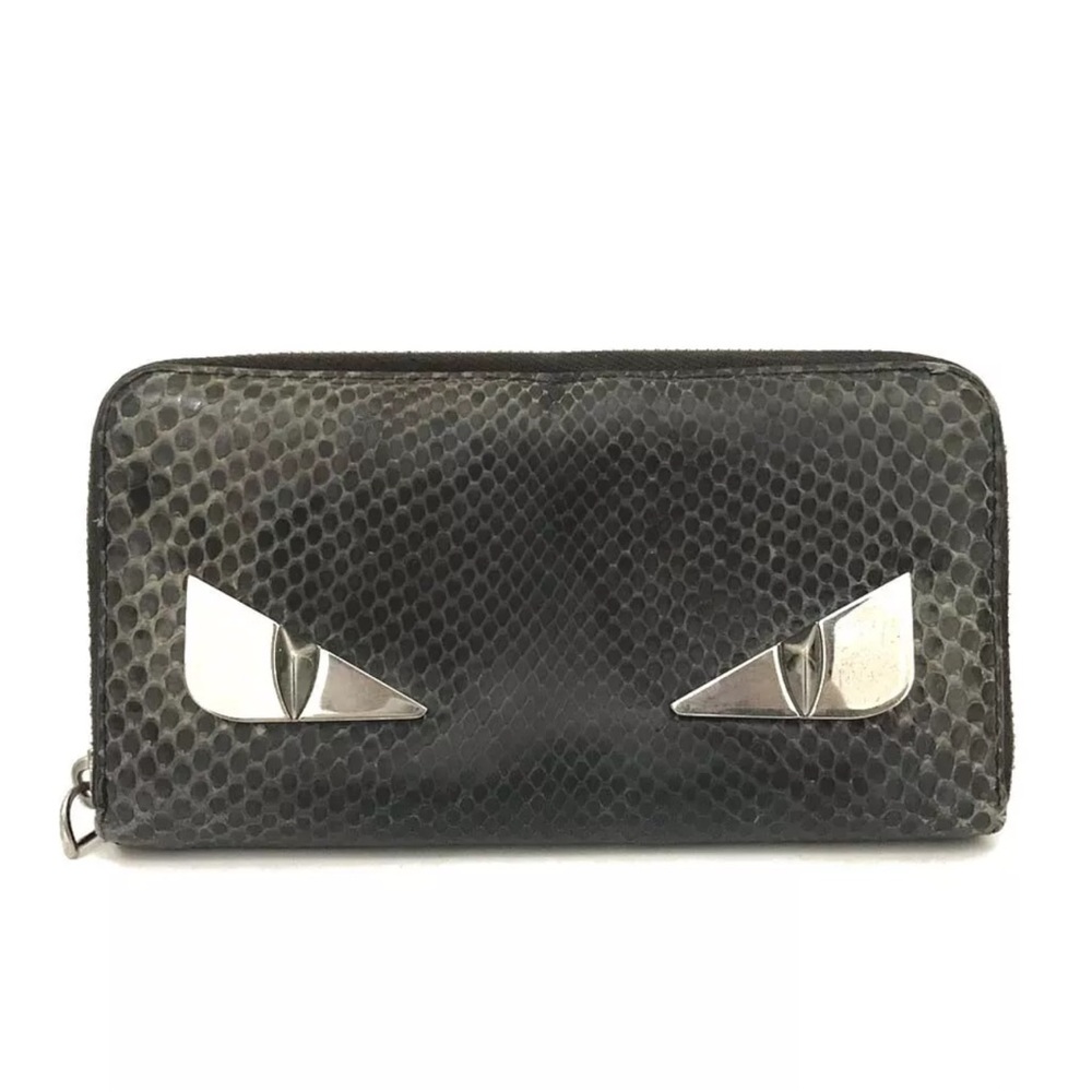 Fendi Black and Silver Monster Snake Wallet